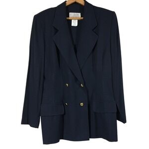 DANI MAX Lois Snyder Women's Navy Double Breasted Blazer Gold Buttons Size‎ 12